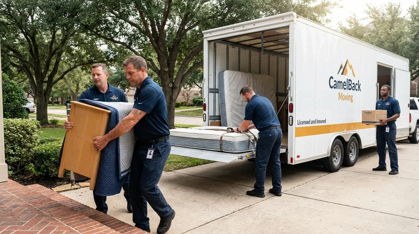 Crew loading residential truck for cross-state move from Young Harris, GA