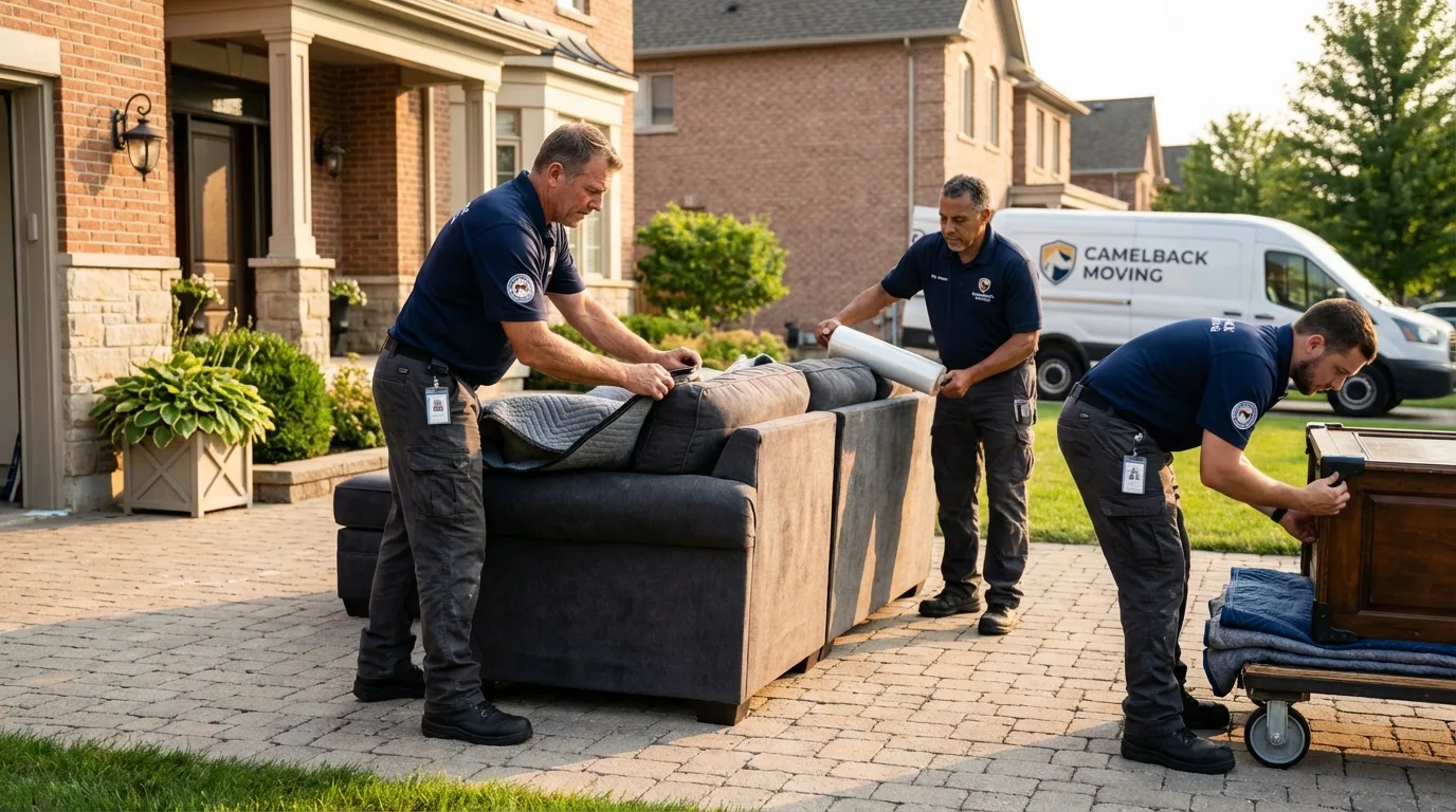 Large estate moving crew wrapping furniture in Young Harris, GA
