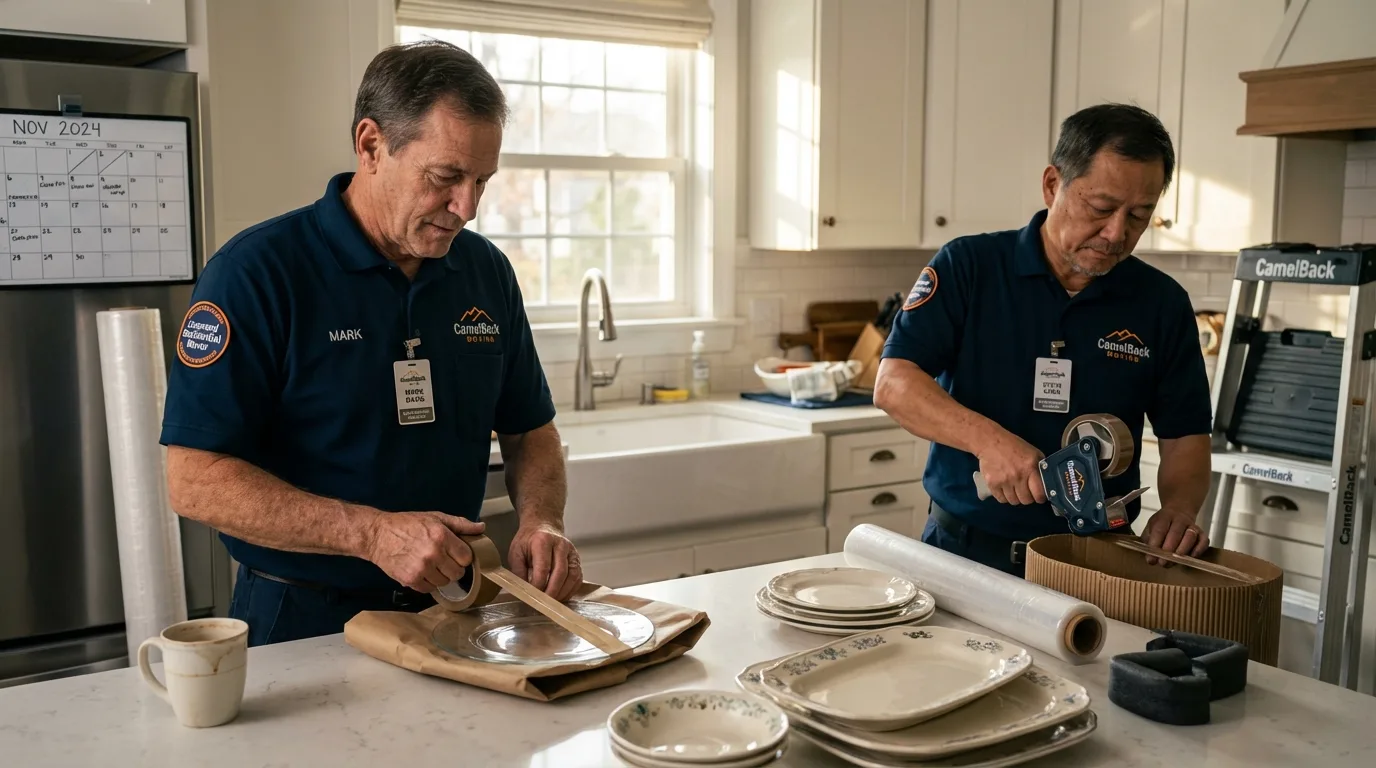 Professional crew packing kitchen dishware in Young Harris, GA
